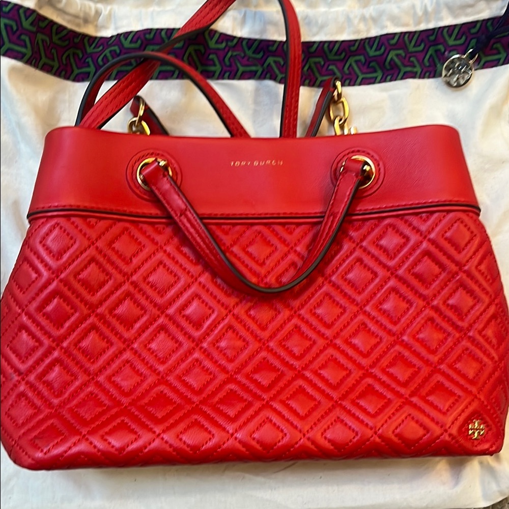 Tory Burch Red Quilted Handbag